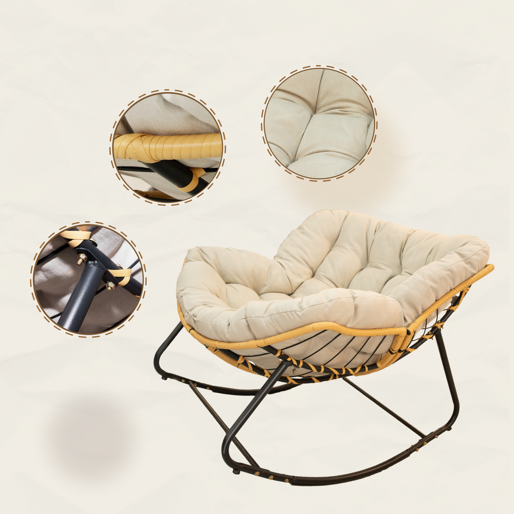 Walker Edison | Fauteuil à bascule d'extérieur Cloud Papasan en forme d'œuf 
