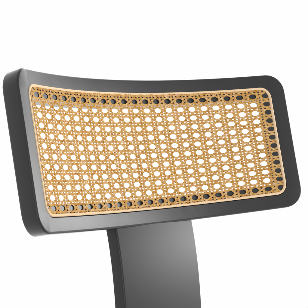 Ensemble de 2 chaises de salle à manger modernes du milieu du siècle en bois et rotin 