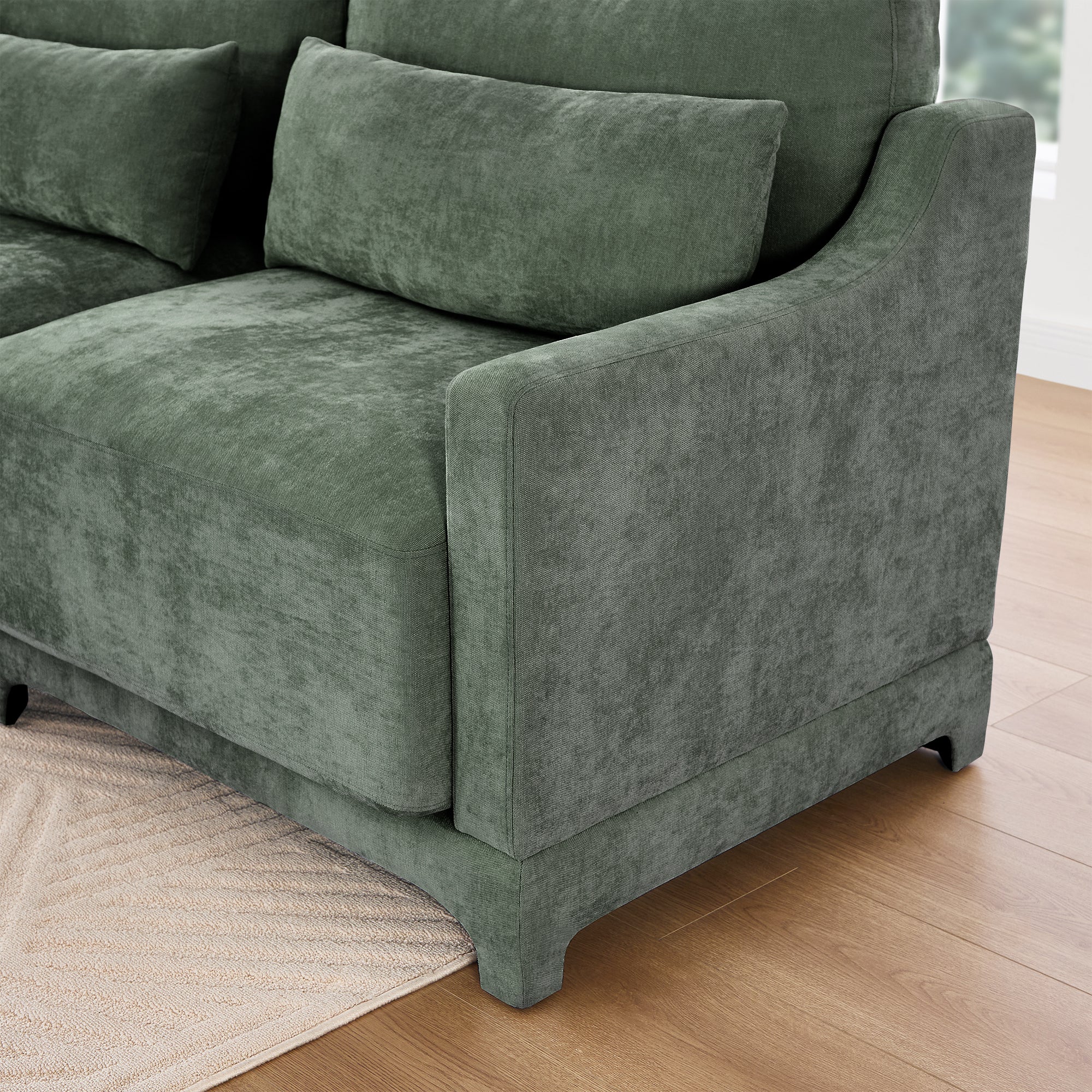 Walker Edison | Canapé d'angle en chenille et mousse haute résilience avec poufs 