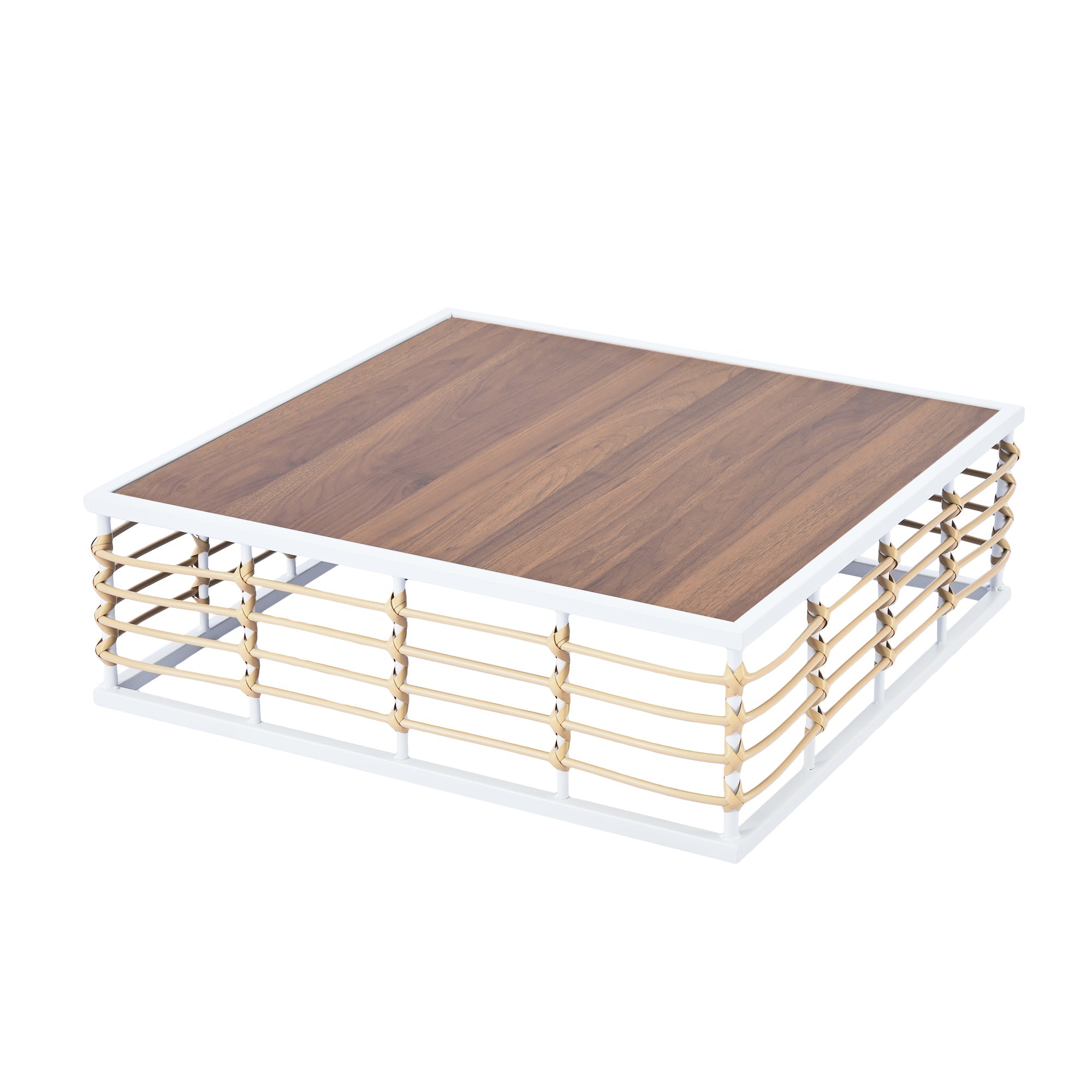 Ensemble de canapés d'angle d'extérieur Walker Edison | Blanc, moderne et minimaliste, 7 pièces, en métal.