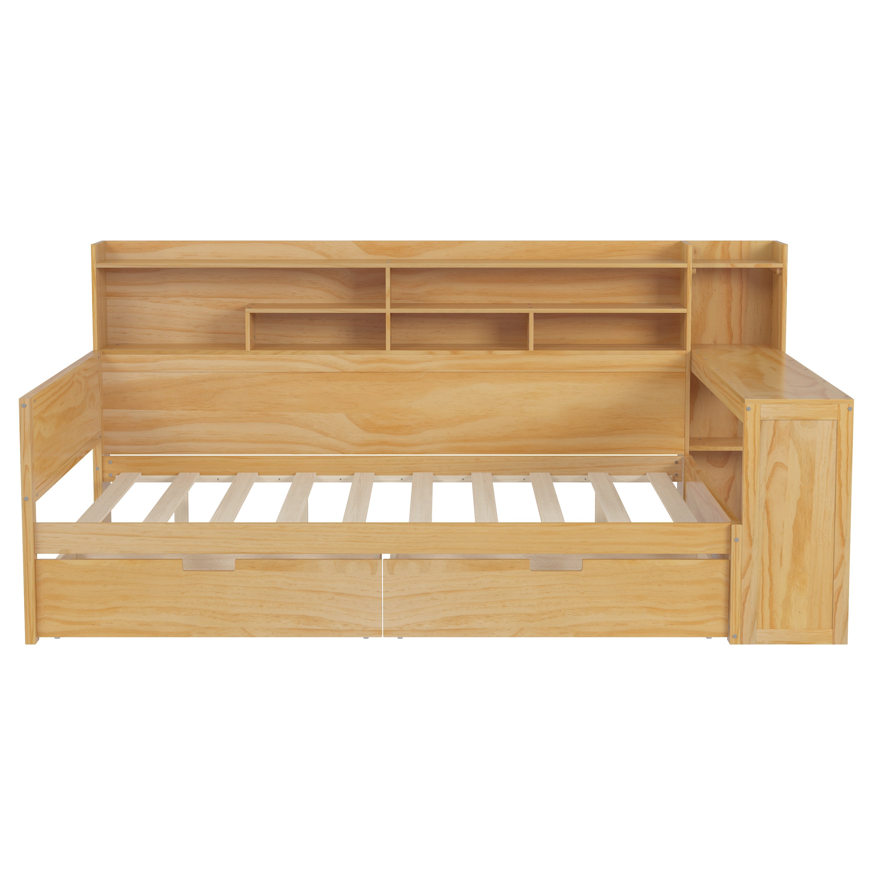 Walker Edison | Lit de jour multifonctionnel en bois, format standard, avec étagères de rangement 
