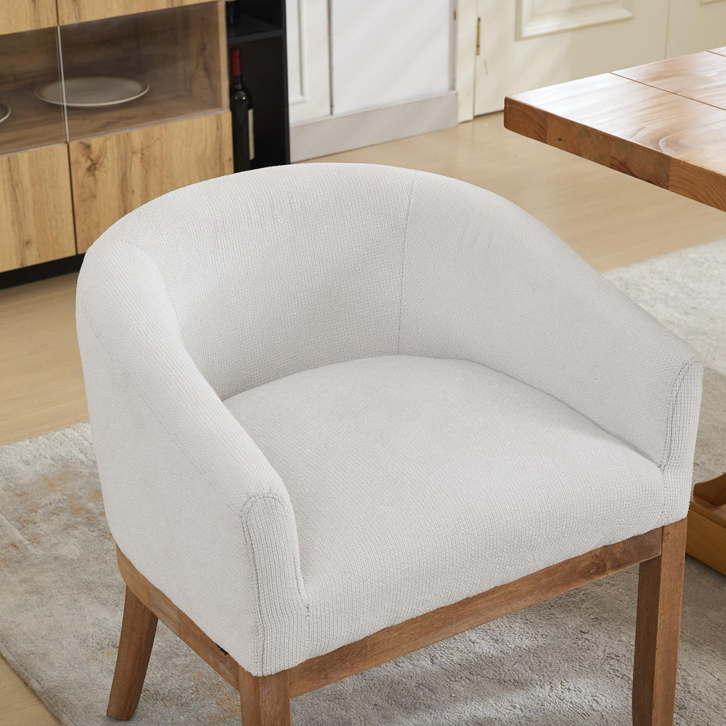 Chaises de salle à manger cylindriques rembourrées en lin, style moderne du milieu du siècle 