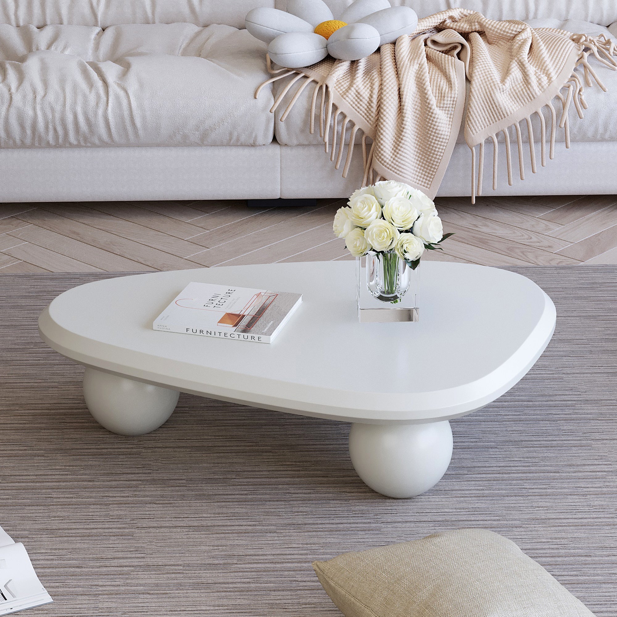 Walker Edison | Table basse moderne en bois nuage avec pieds boule