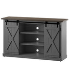 Portes coulissantes de style grange, meuble TV en peuplier de 137 cm, console multimédia