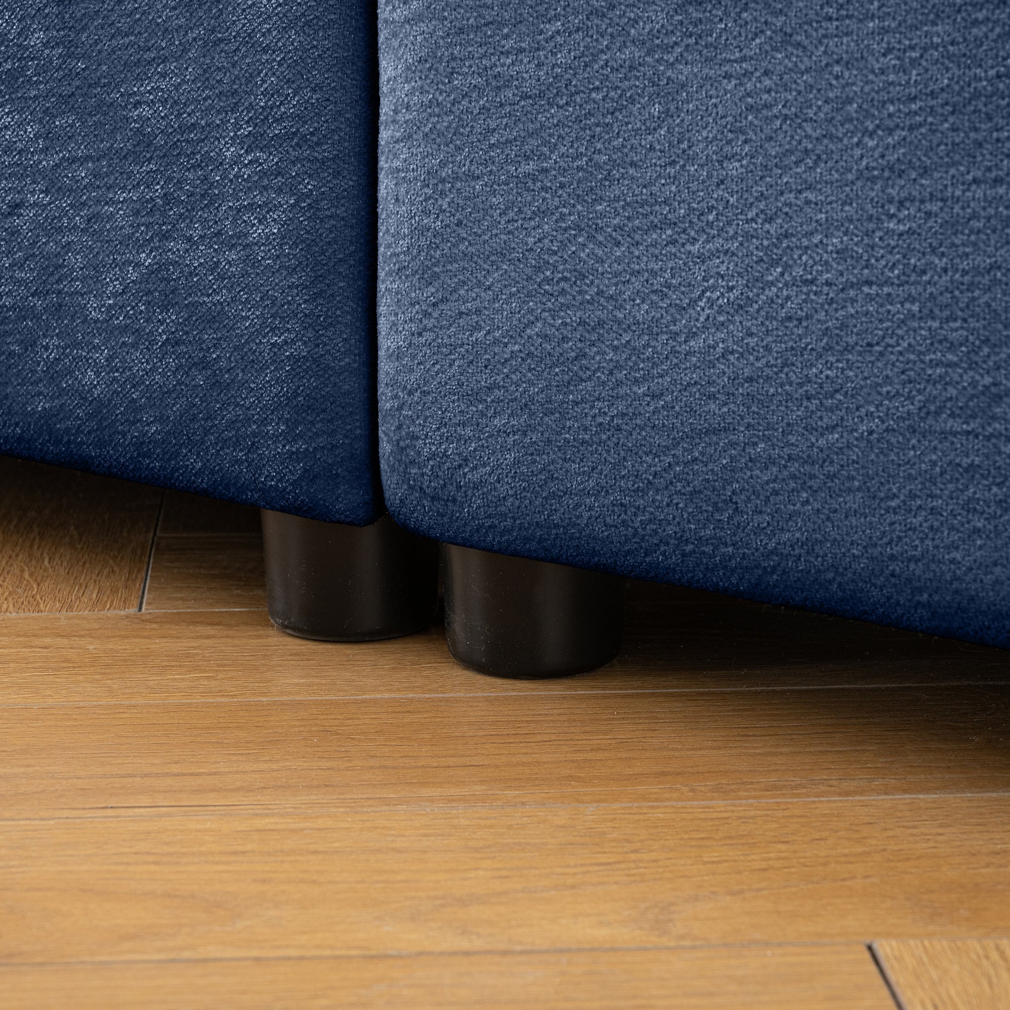 Walker Edison | Élégant canapé d'angle 3 places en chenille bleue avec rangement et pouf