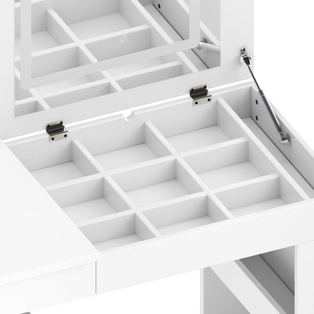 Ensemble coiffeuse multifonctionnelle blanche Walker Edison avec miroir rabattable et éclairage 