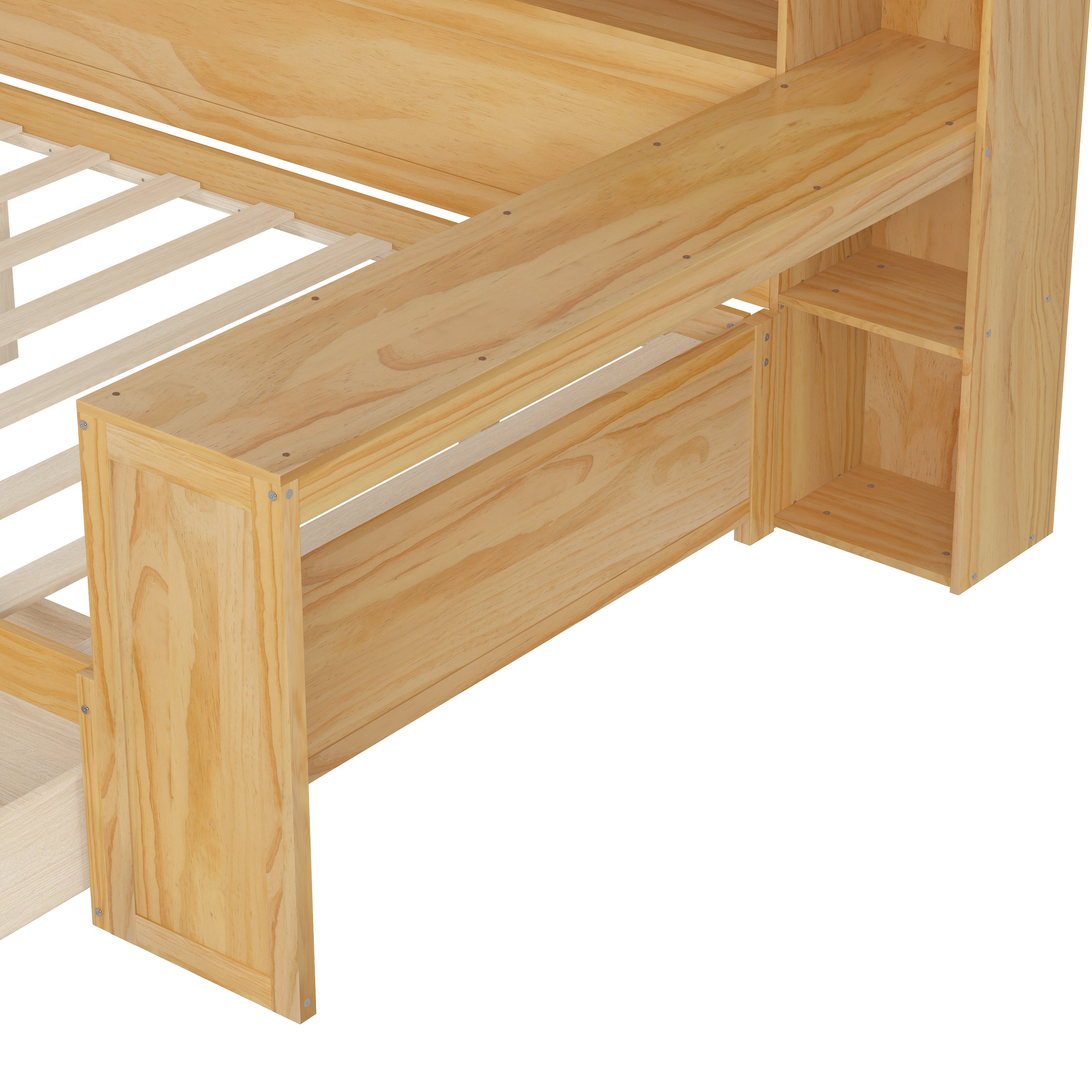 Walker Edison | Lit de jour multifonctionnel en bois, format standard, avec étagères de rangement 