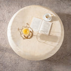 Table basse ronde en imitation pierre style milieu du siècle 