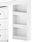 Ensemble coiffeuse multifonctionnelle blanche Walker Edison avec miroir rabattable et éclairage 