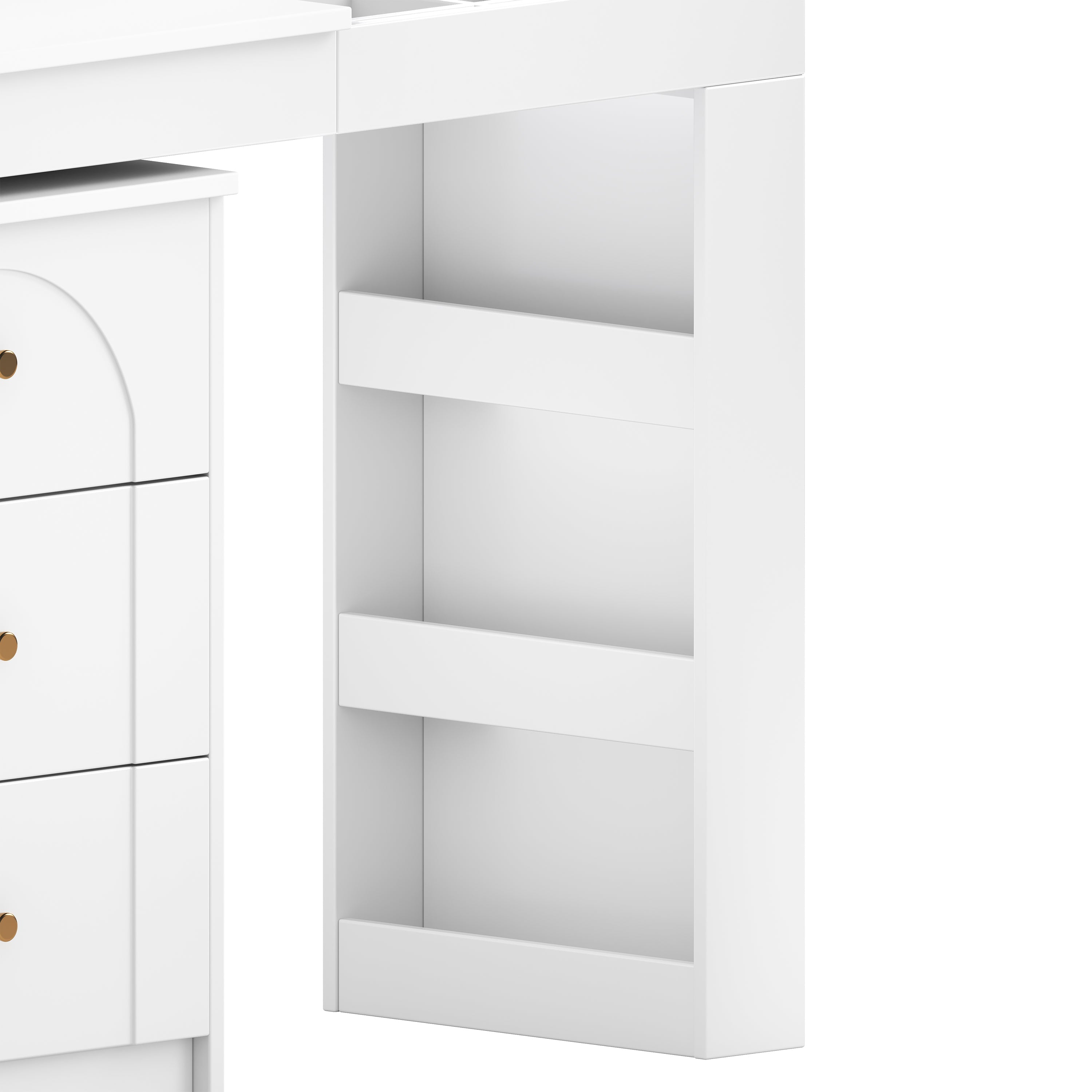 Ensemble coiffeuse multifonctionnelle blanche Walker Edison avec miroir rabattable et éclairage 