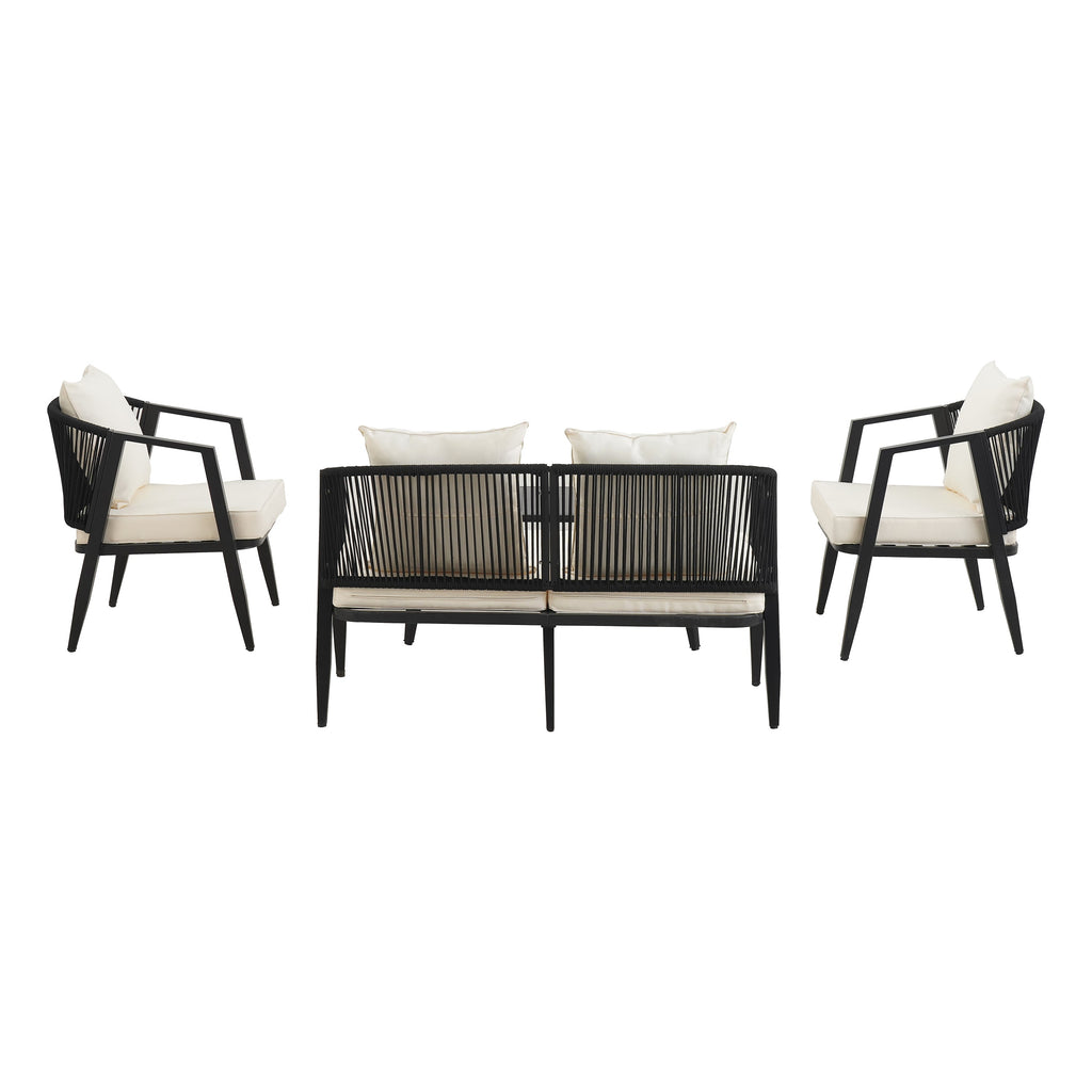 Ensemble de mobilier de patio extérieur au design métallique incurvé 