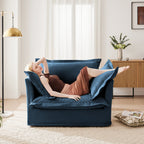 Walker Edison | Fauteuil bleu Cloud avec housse amovible et repose-pieds