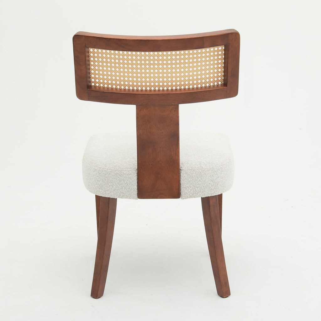 Ensemble de 2 chaises de salle à manger modernes du milieu du siècle en bois et rotin 