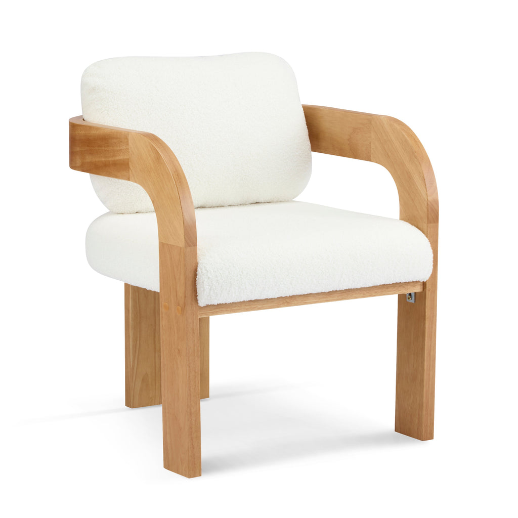 Lot de 2 chaises de salle à manger blanches bouclées avec dossier coussin et structure en bois massif