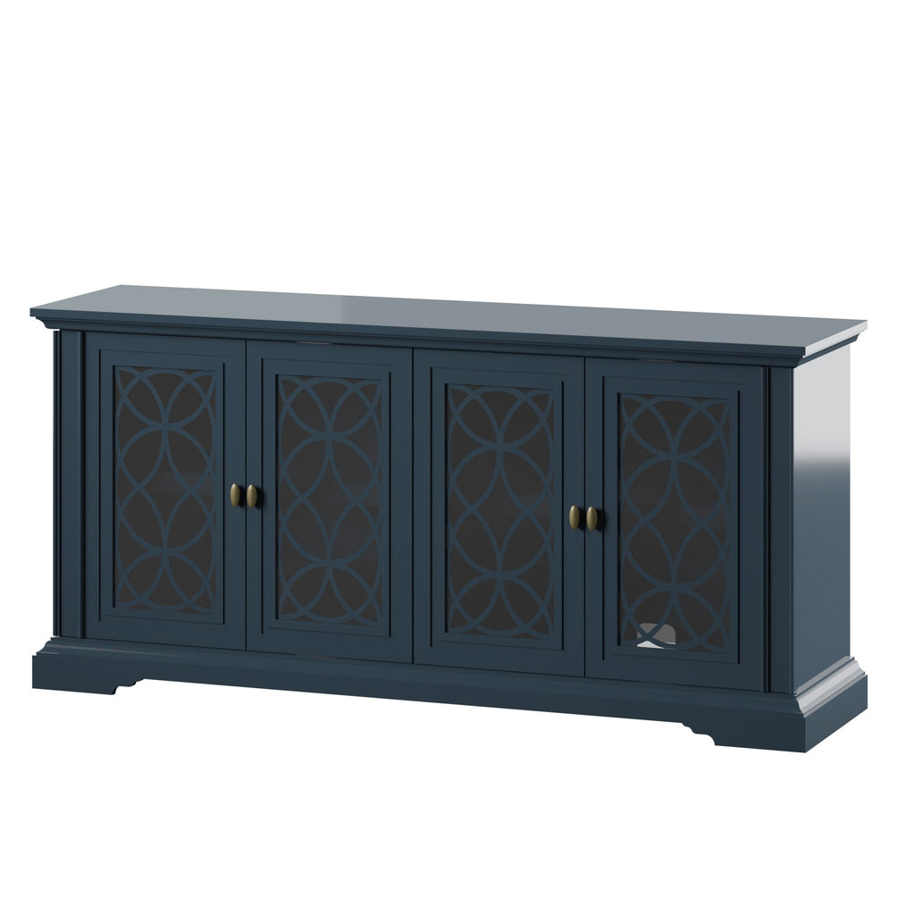 Meuble TV avec portes en verre trempé au design classique 