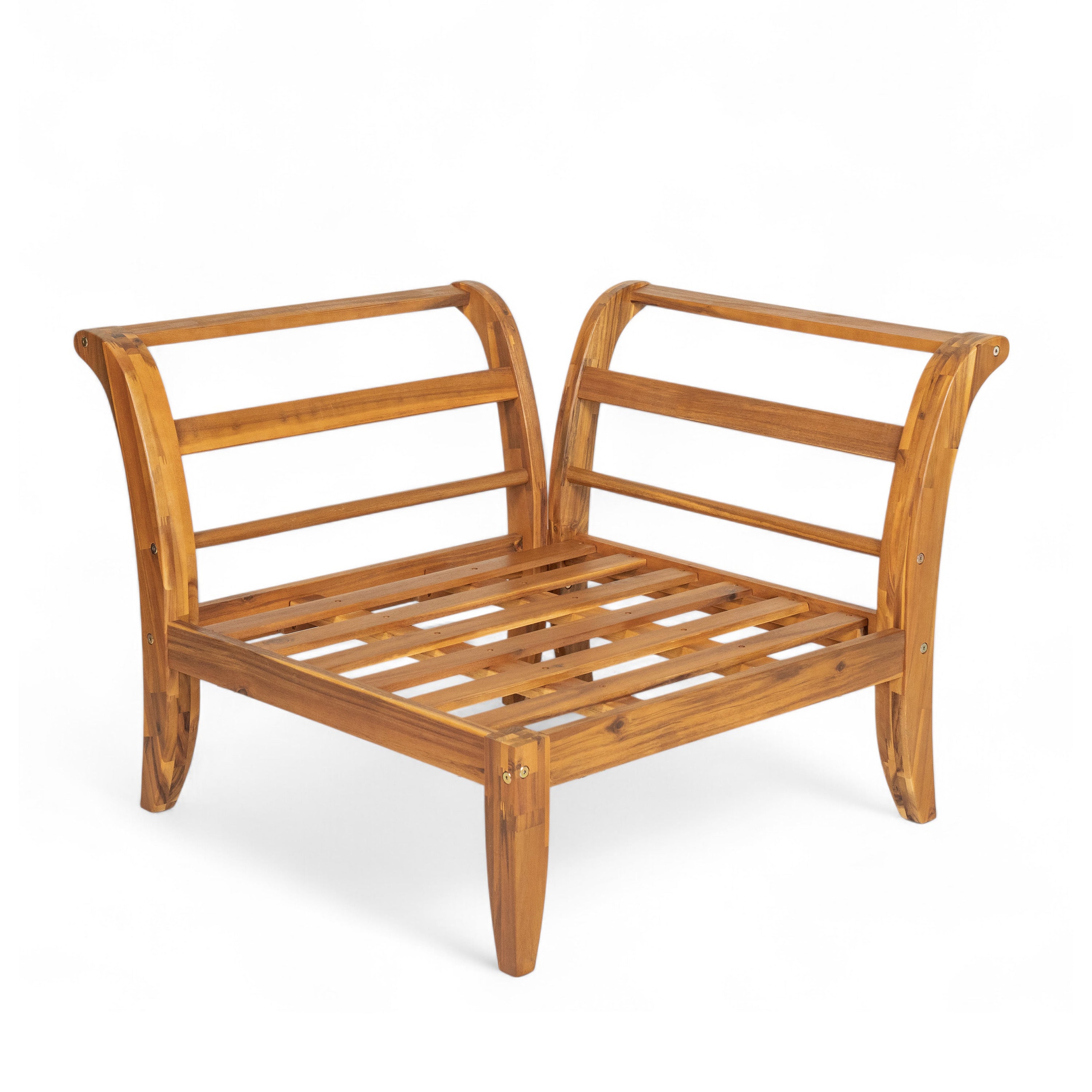 Ensemble de canapés d'angle modulaires d'extérieur 6 pièces en bois d'acacia Walker Edison 