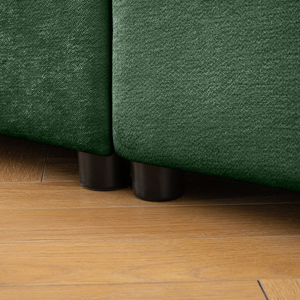 Walker Edison | Élégant canapé d'angle en chenille verte avec assise de rangement et pouf