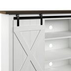 Portes coulissantes de style grange, meuble TV en peuplier de 137 cm, console multimédia