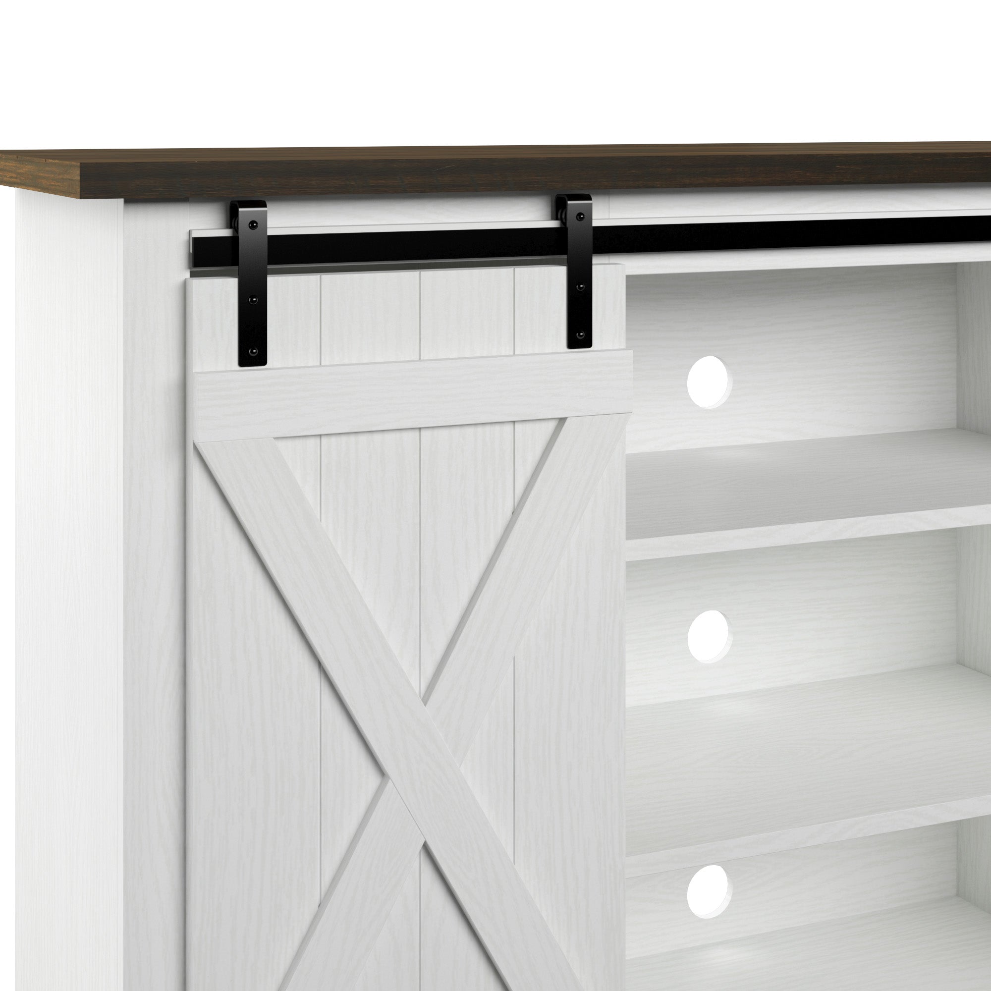 Portes coulissantes de style grange, meuble TV en peuplier de 137 cm, console multimédia