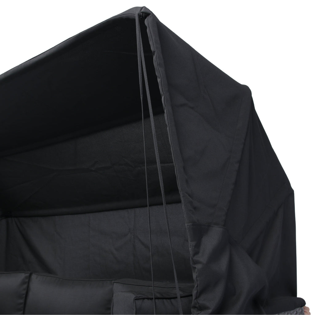 Ensemble de canapés d'angle 7 pièces en rotin tressé avec auvent pour terrasse extérieure Walker Edison 