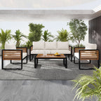 Ensemble de canapés d'extérieur 4 pièces avec structure en métal et bois