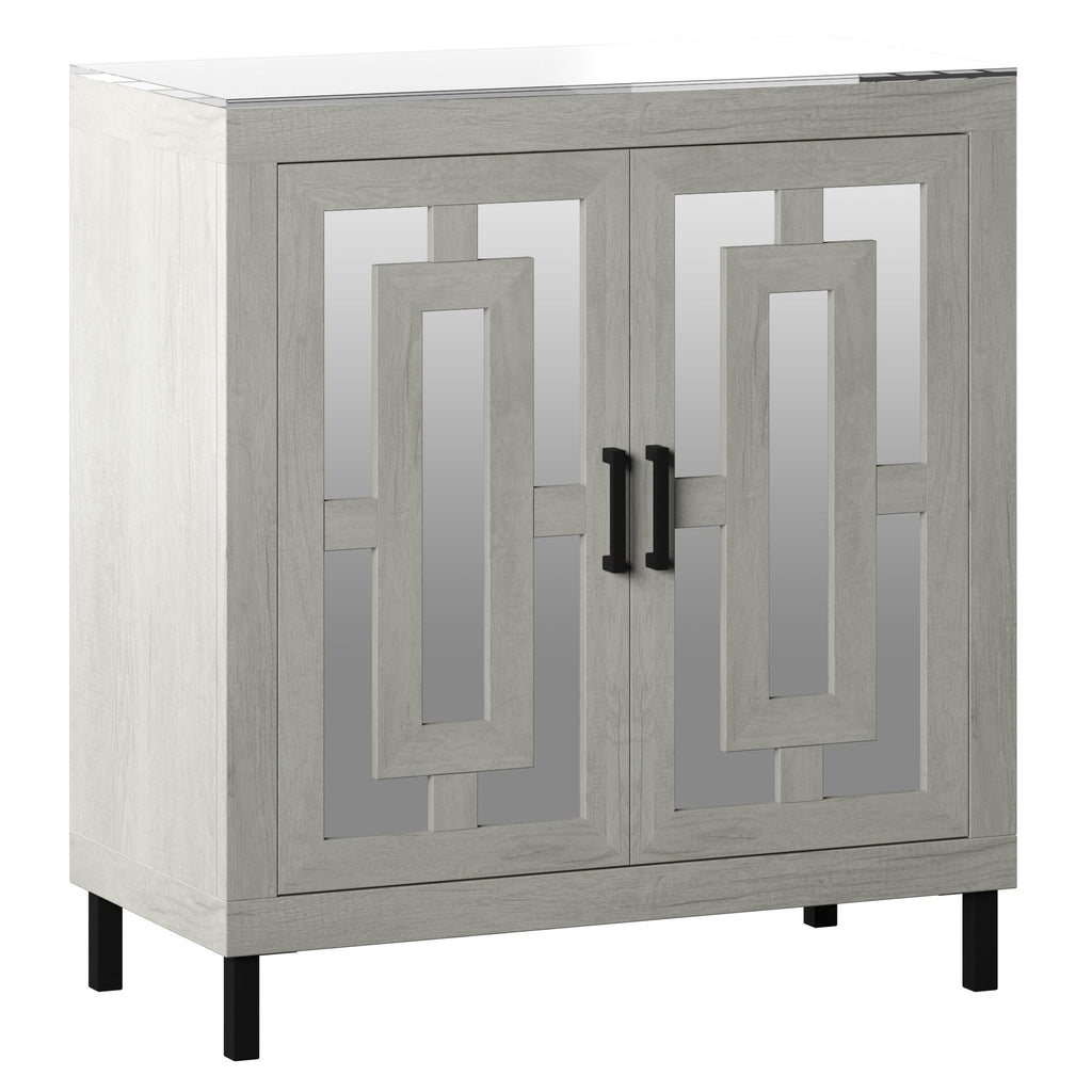 Meuble d'entrée à portes miroir finition antique