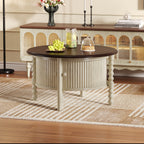 Table basse ronde de style traditionnel de 77 cm avec porte coulissante de rangement