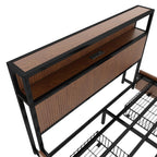 Walker Edison | Cadre de lit Queen en bois à motif cannelé avec rangement 