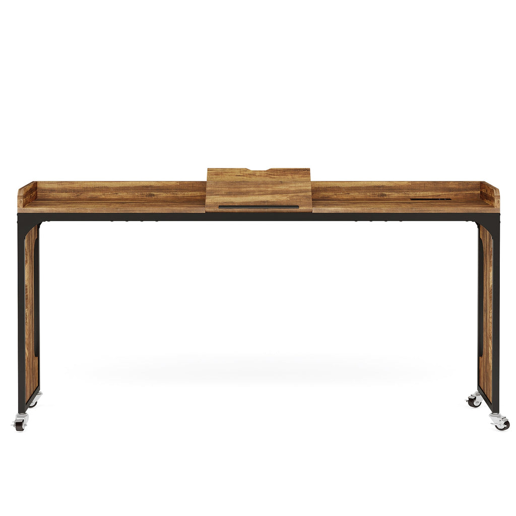 Walker Edison | Table de bureau à roulettes réglable en hauteur pour lit Queen Size 