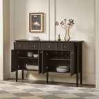 Buffet/meuble TV moderne Samantha en bois cannelé, montage facile, 58 pouces.