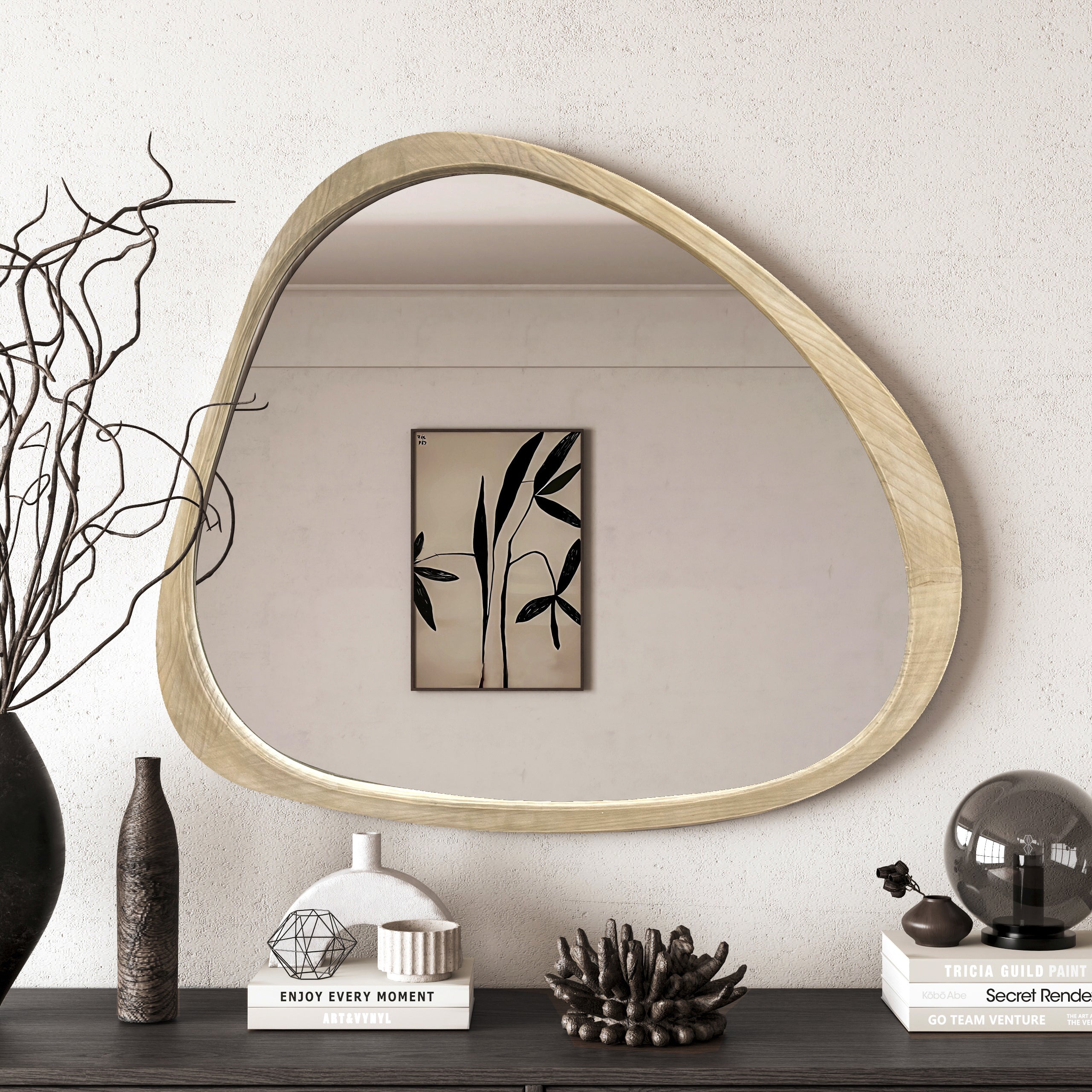 Walker Edison | Miroir mural asymétrique en bois naturel 45