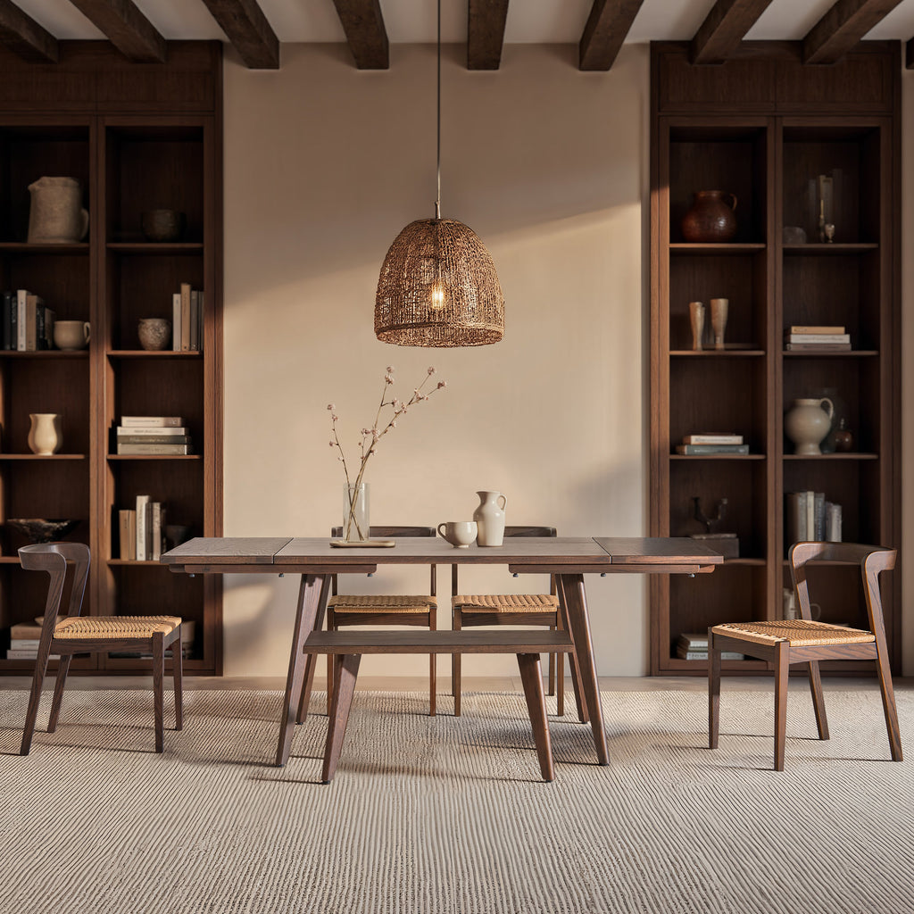 Chaise de salle à manger Capri en chêne avec assise tissée 