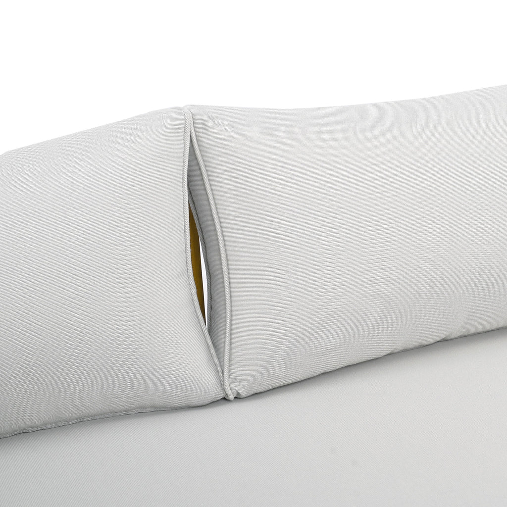 Walker Edison | Lit de jour moderne d'extérieur en teck et rotin avec assise profonde