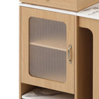 Îlot de cuisine de 181 cm avec table à manger extensible, nombreux rangements et prise électrique