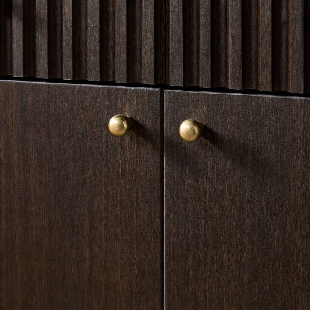 Buffet/meuble TV moderne Samantha en bois cannelé, montage facile, 58 pouces.