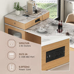 Îlot de cuisine de 181 cm avec table à manger extensible, nombreux rangements et prise électrique