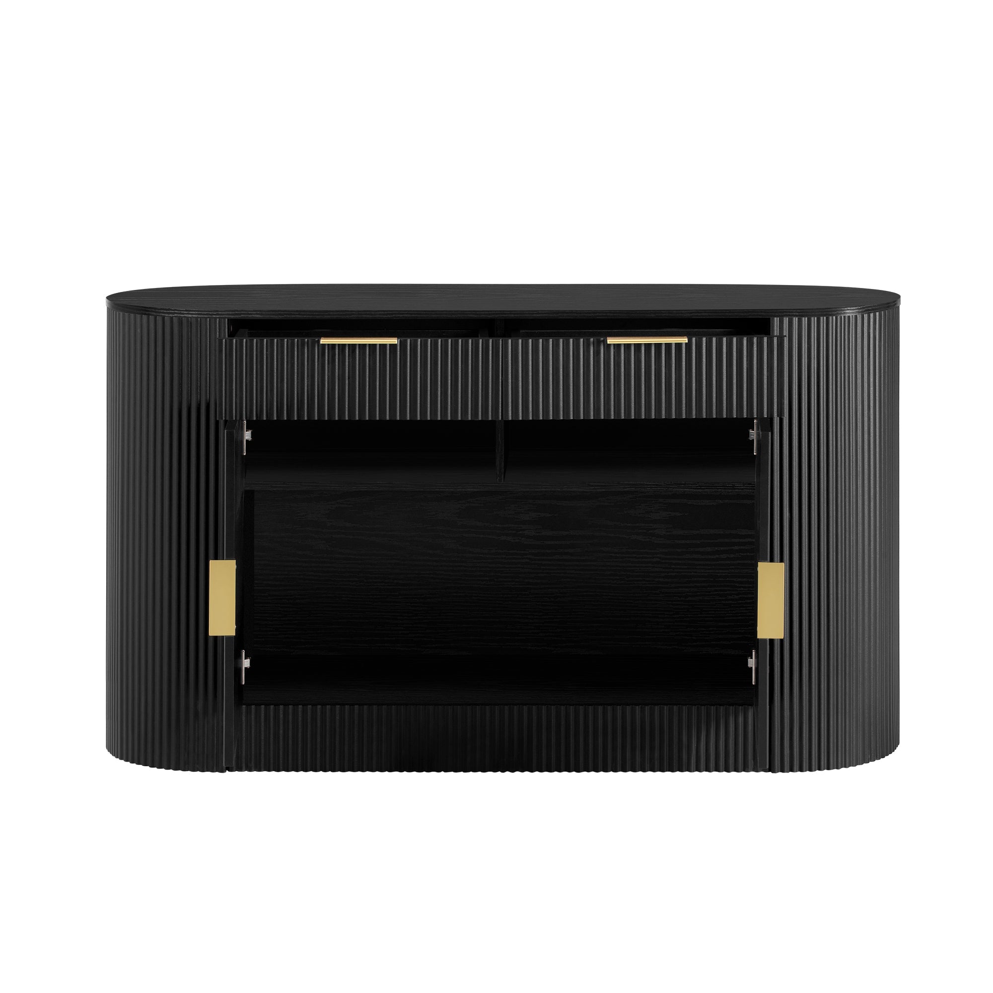 Meuble de rangement d'appoint cannelé au design incurvé - Buffet / Meuble TV