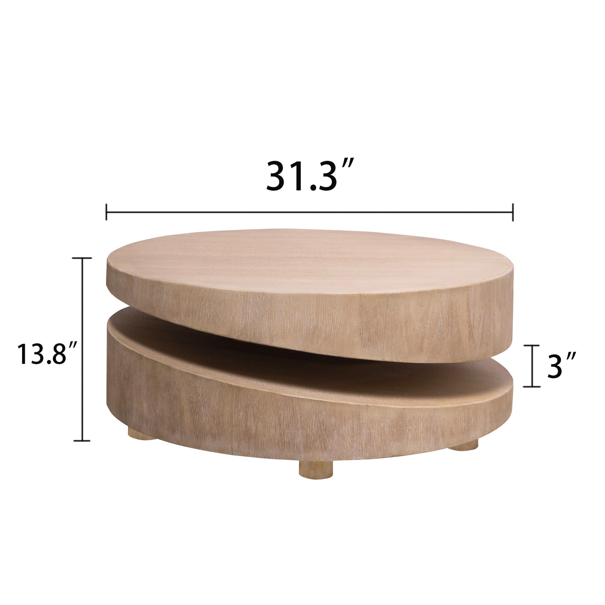 Table basse ronde en bois de 79 cm (31 po) Walker Edison | Finition naturelle moderne 