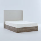 Walker Edison | Lit Shelton 54' Queen capitonné avec tête de lit à oreilles et sommier en bois