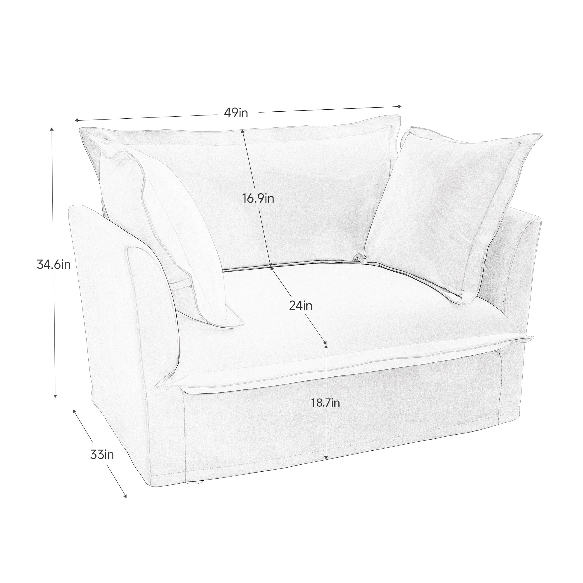 Walker Edison | Fauteuil d'appoint confortable à assise profonde et déhoussable