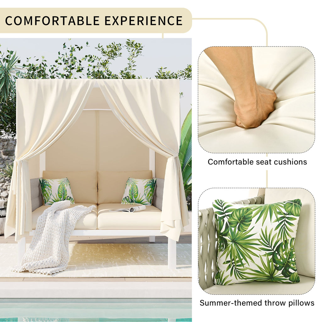 Walker Edison | Bain de soleil chic pour terrasse extérieure avec rideaux