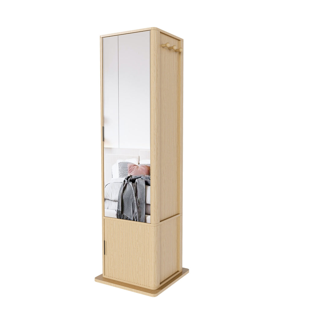 Armoire de rangement multifonctionnelle 4 en 1 avec miroir pivotant à 360° sur toute la longueur 