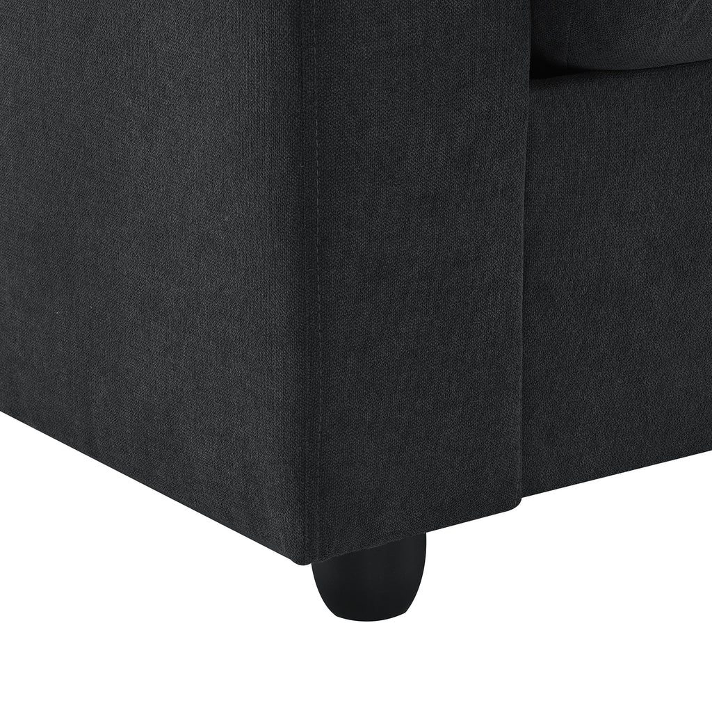 Walker Edison | Canapé d'angle moderne en chenille noire avec pouf