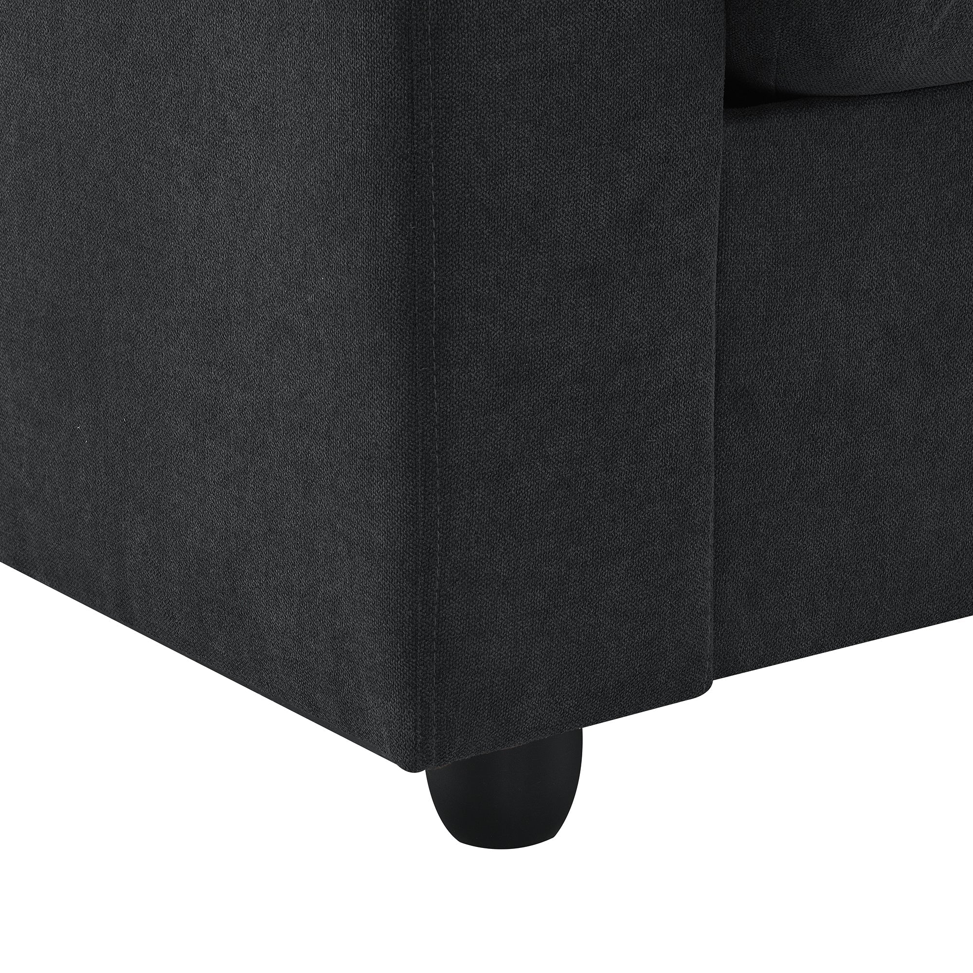 Walker Edison | Canapé d'angle moderne en chenille noire avec pouf