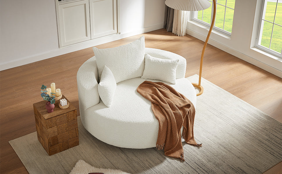 Fauteuil pivotant rond Walker Edison à 360° avec coussins