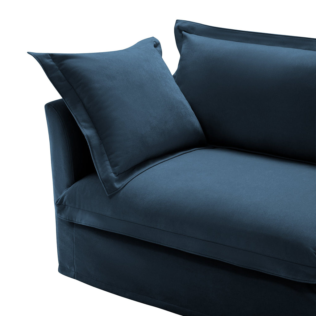 Walker Edison | Fauteuil bleu Cloud avec housse amovible et repose-pieds