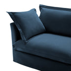 Walker Edison | Fauteuil bleu Cloud avec housse amovible et repose-pieds