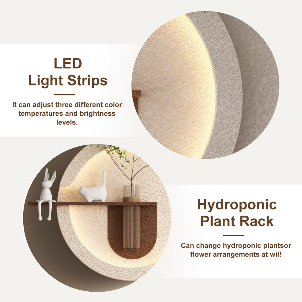 Décoration murale en grès à LED 3 couleurs réglables à double disque 