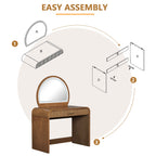 Walker Edison | Coiffeuse au design moderne à courbes cannelées