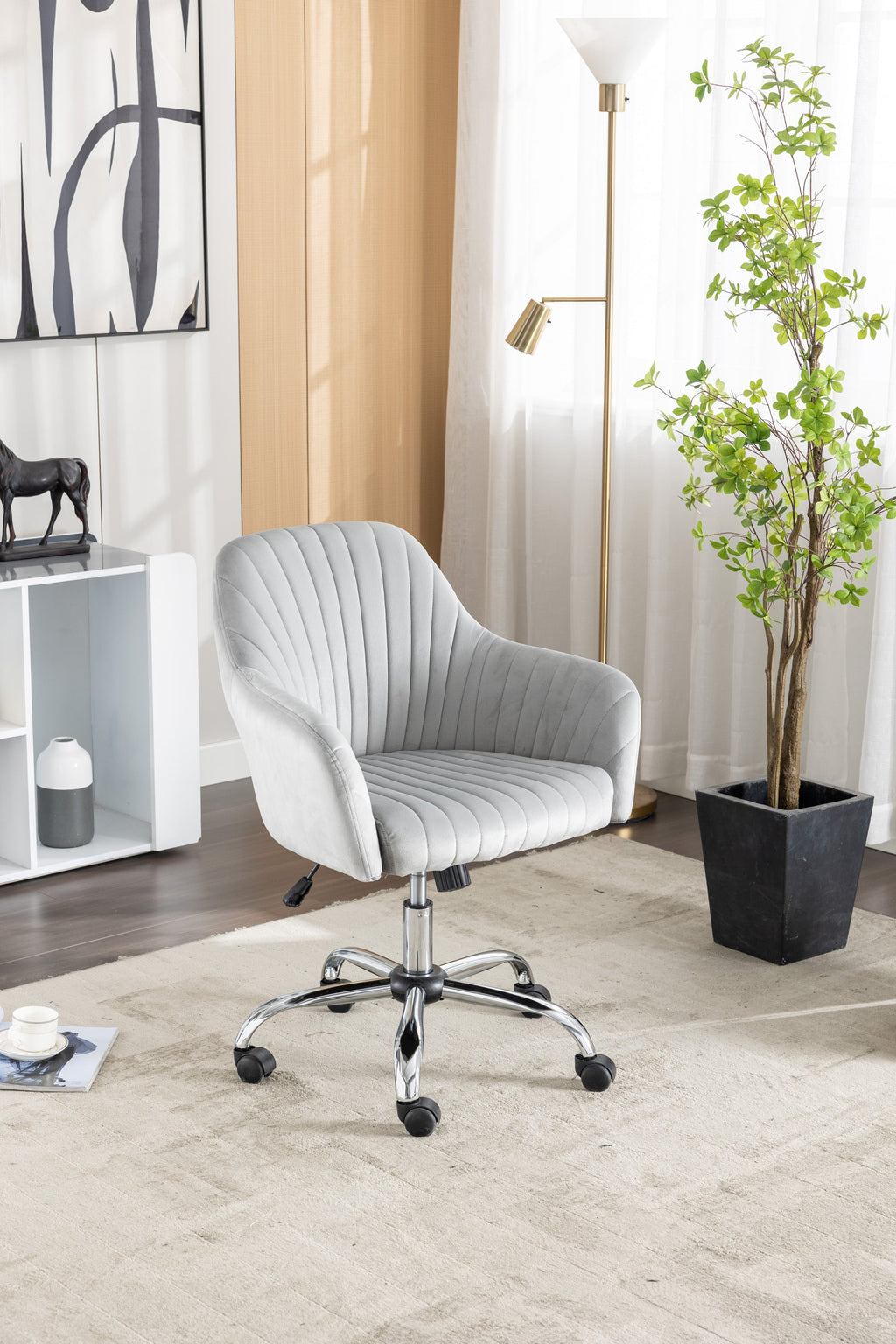 Walker Edison | Chaise de bureau moderne en velours pour la maison
